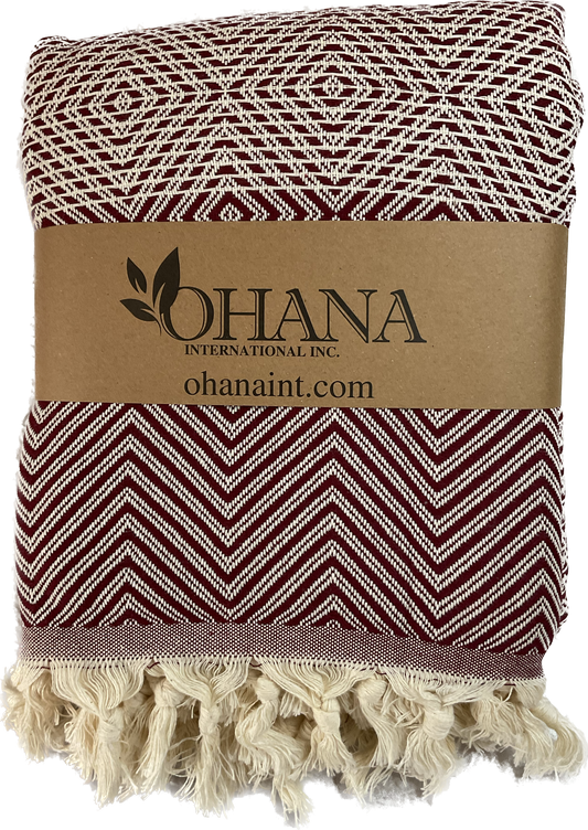 Herringbone and Diamond Cotton Blanket - 4 Colors