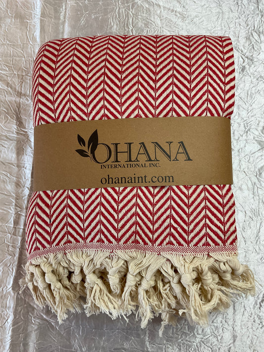 Natural Turkish Cotton Lightweight Blanket - Herringbone - 15 Colors