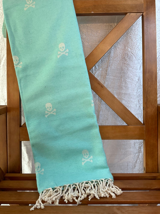 Turquoise Skull Cotton Towel
