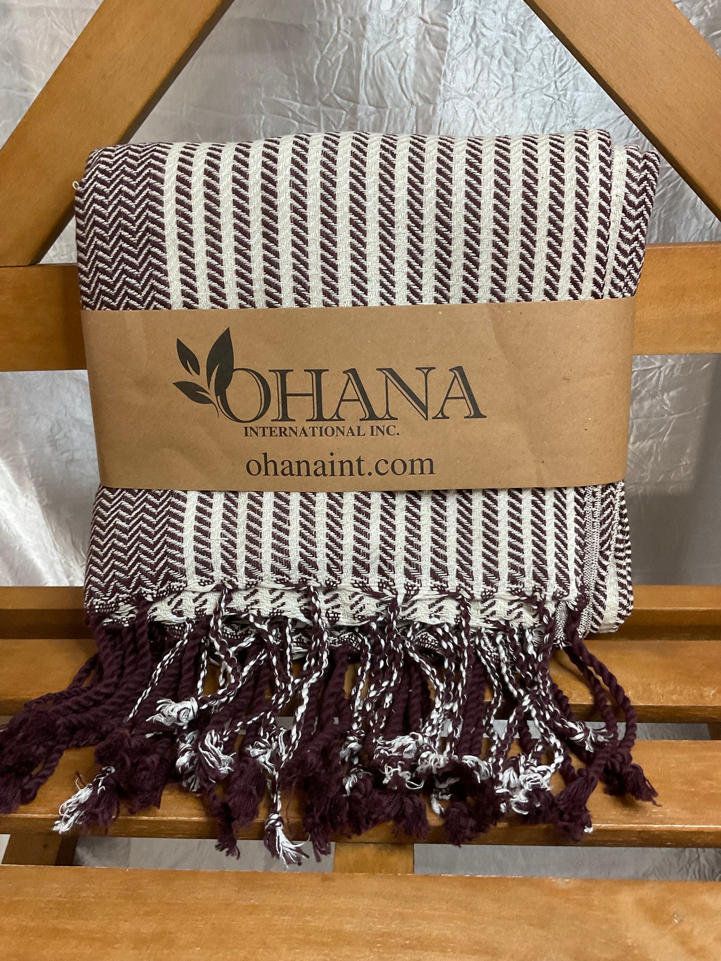 Burgandy Stripe Cotton Towel