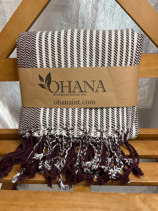 Burgandy Stripe Cotton Towel