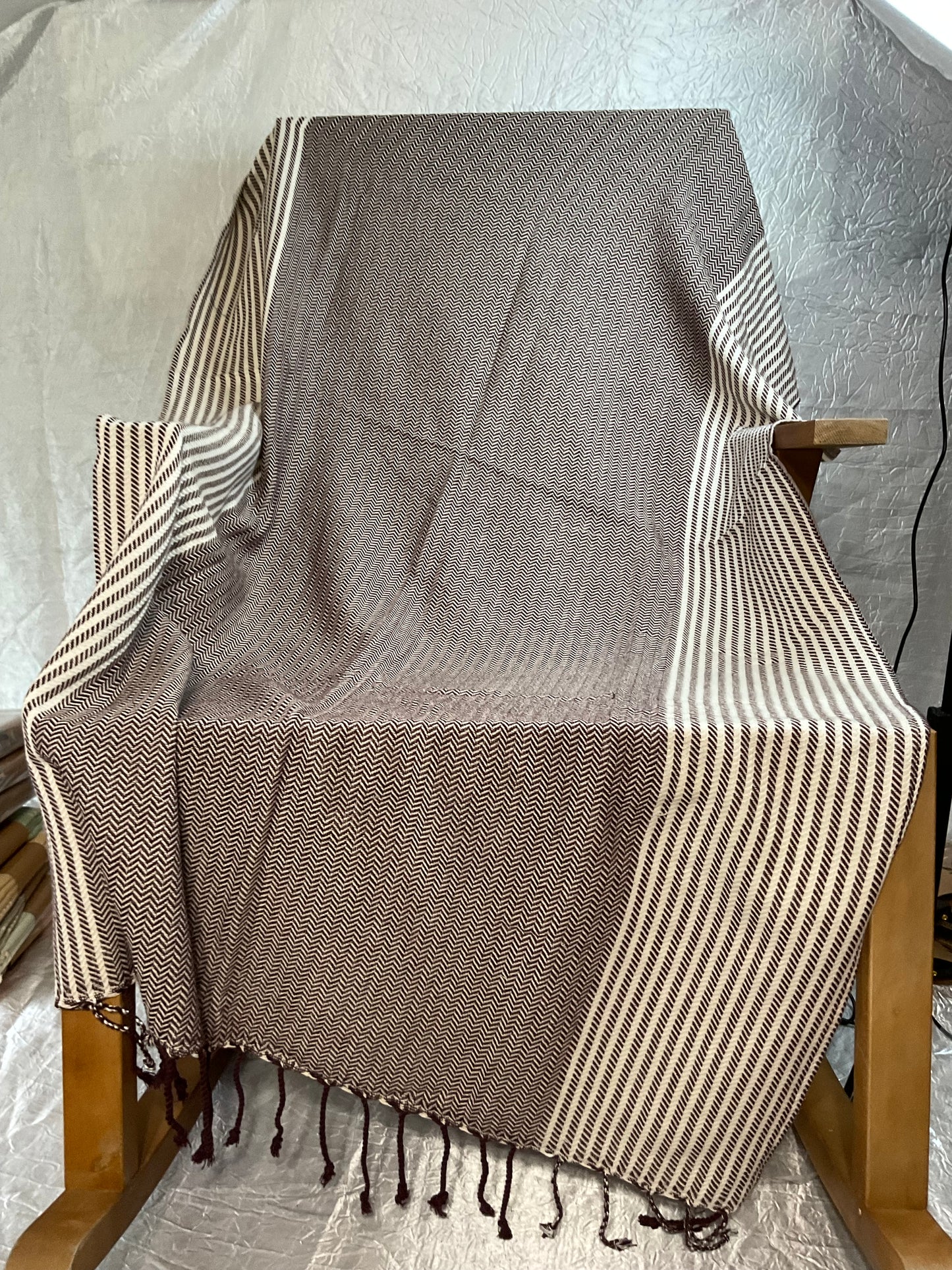 Burgandy Stripe Cotton Towel